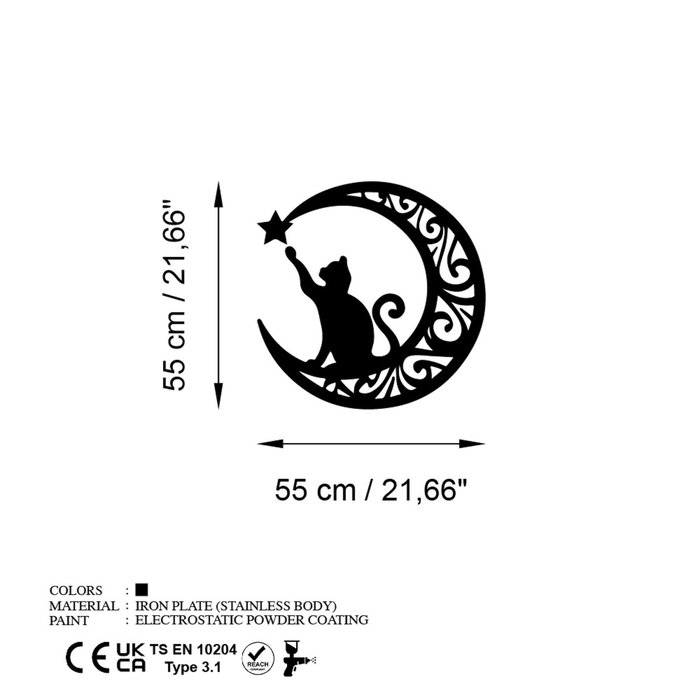 Wallity Cat 3 Accesorio Decorativo de Pared de Metal Negro 55 x 55 cm Wallity Cat 3 Accesorio Decorativo de Pared de Metal Negro 55 x 55 cm